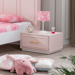Hanah Home Mesita de Noche Rosa y Blanco